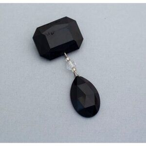 Vintage Geometric Black Faux Gem Art Deco Stylish Elegant Stone Brooch - C2